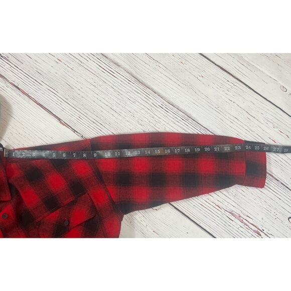 Altar’d State Shacket Womens Small Plaid Hoody Flannel Red Black Tailgate - Picture 11 of 15